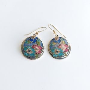 1980s floral cloisonne earrings